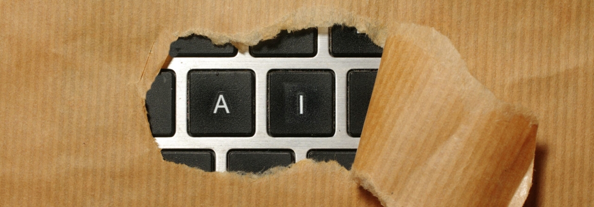 A piece of cardboard with a keyboard appearing through it