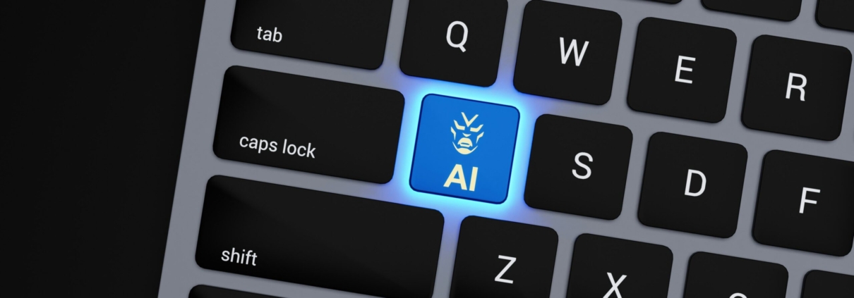 a-close-up-of-a-keyboard-with-a-blue-button